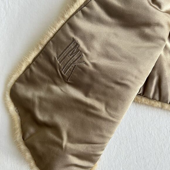 VINTAGE Mink Stole Scarf Fur Cape Shawl Fur Opera Ball Carmel Beige - Picture 5 of 9